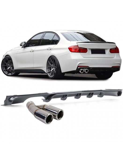 Zadní difuzor BMW 3 F30/F31 (316i/318i/320i) - vzhled carbon (chrom koncovky)